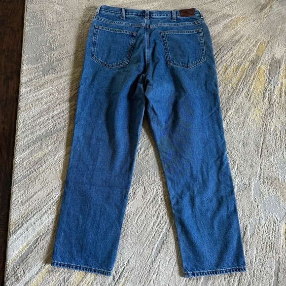LL Bean jeans fleece lined plaid cotton classic fit 37 X 30 - Picture 8 of 9